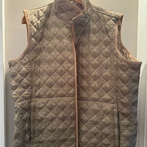 Carol Little Quilted Sleeveless reversible  vest in Tan